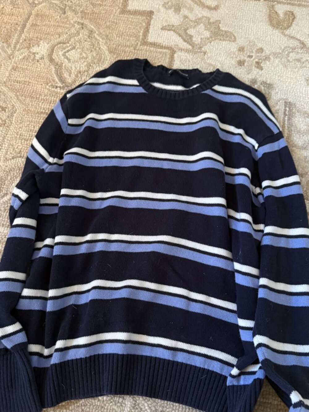White, Navy, and Light blue Striped Brandy Melville Sweater